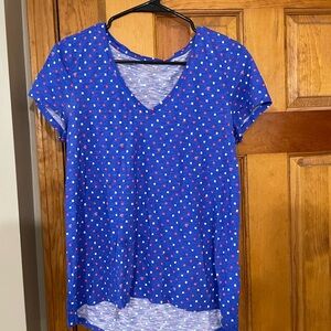 Lilly Pulitzer Blue Short Sleeve Blouse with Polka Dots